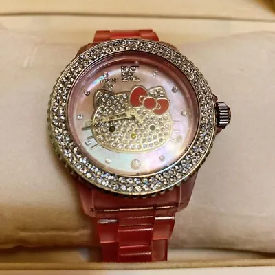 Sanrio Hello Kitty VABENE Collaboration Watch Pink Rhinestone White Butterfly Sh • $350.36