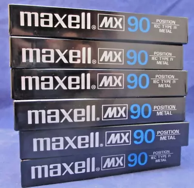 Lot Of 6 NEW Old Stock Maxell MX 90 Type IV Metal Cassette Tapes Sealed • $127.50