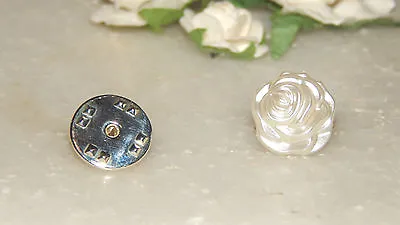 Rose Shape 12mm Acrylic Cream Pearl & S/P Tie/Cravat/Scrunchie/Scarf Pin-Formal • £3.25
