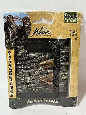 Weber's Camo Leather Goods Mossy Oak Trifold Wallet Rugged Camo Nylon New • $19.99