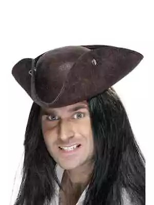 Brown Tricorn Pirate Captain Jack Sparrow Hat Caribbean Fancy Dress Accessory • £8.99