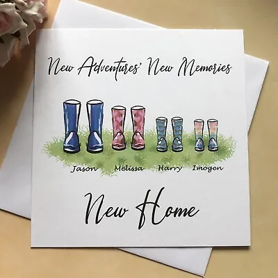 £3.95 • Buy Handmade Personalised Wellies Moving House New Home Card