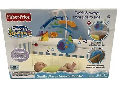 Fisher Price Baby Ocean Wonders Gentle Waves Soother Musical Crib Mobile New • $45