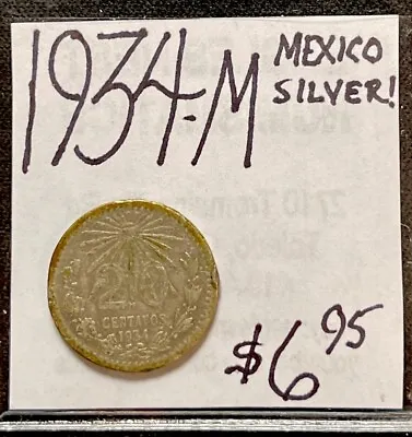 1934 M Mexican 20 Centavos Silver World Coin. ENN Coins • $6.95