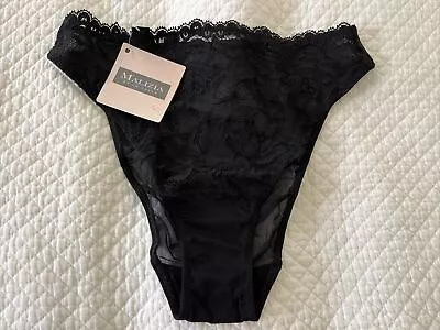 NWT Malizia By La Perla Black Lace Mesh Brazilian High Cut Panties US 10 M • $49