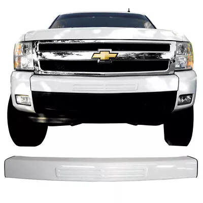 Gloss White Center Front Bumper Overlay Cap Cover / For 07-13 Silverado No-Slot • $149.95