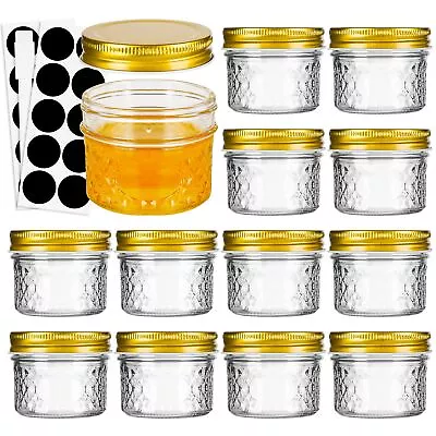 Mini Mason JarsMason Jars 4 Oz With Lids12 PACK Small Glass Jars Ideal For ... • $25.39