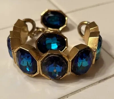 Vintage Signed Numbered RUNWAY Chunky Yves St Laurent Blue Bracelet Earrings • £712.62