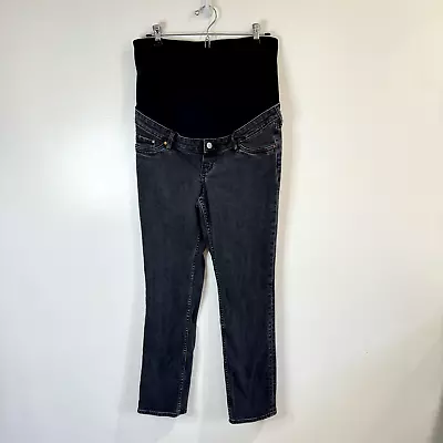 H&M Mama Maternity Jeans Size Medium M Black Denim Straight Full Belly Panel • $13.50