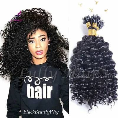 Kinky Curly Micro Loop Ring Human Hair Extension Small Curly Micro Beads Hair • $87.22
