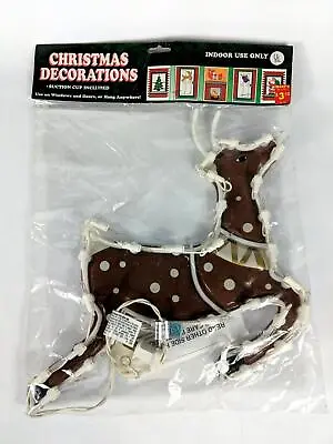 New Old Stock: Vintage Christmas Lighted Window Hanging Reindeer • $15.59