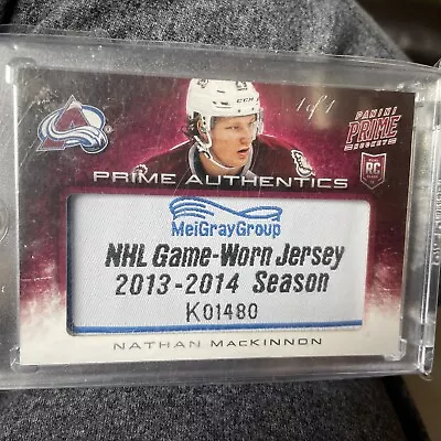 2013-14 Panini Prime Authentics Rookie Game Worn Jersey Tag Nathan Mackinnon 1/1 • $4999.97