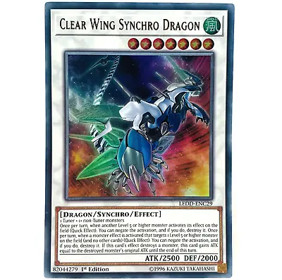 YUGIOH Clear Wing Synchro Dragon LEDD-ENC29 Ultra Rare Card 1st Edition LP • £2.49