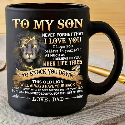 Personalized TO MY SON Mug Lion Mug For Son From Dad Gift For Son From Father • $14.99