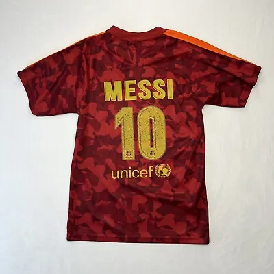 Youth Burgundy/Orange Camo Barcelona Messi Jersey Size 176￼(age 16) • $29.94