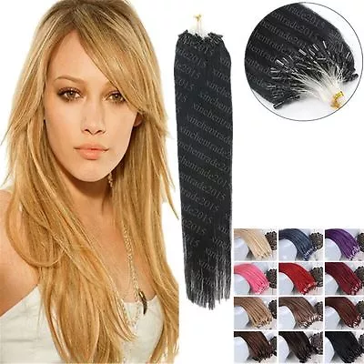 8A Remy Human Hair Extensions 16-26Inch Micro Loop Ring Beads Ombre Hair • $21.99