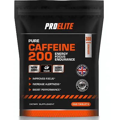 Caffeine 200mg - 360 Tablets - 100% Pure Pharmaceutical​ Grade Plus Energy Pills • £8.99