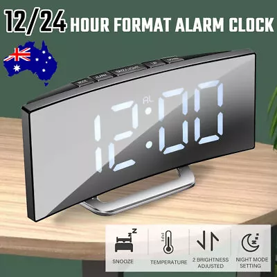 $16.25 • Buy Electronic LED Digital Alarm Clock Snooze Bedside Table Time Temperature Display