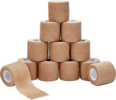 Self Adherent Cohesive Wrap Bandages 2” 5 Yds Sports Athletic Tape 12 /6 ROLL • $7.99