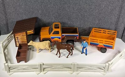 Vintage 70's Tonka Farm Set #1925 Pickup Truck Wagon & Farm Animals             • $70