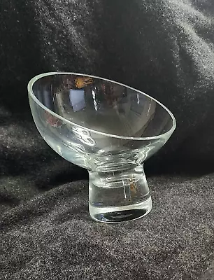 Vintage MCM Space Age Tilted Glass Solid Pedestal Rose Bowl • $15.99