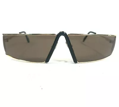 Vintage Ferrari Sunglasses F19 524 Gold Rectangular Frames Brown Lenses Case • $204.77