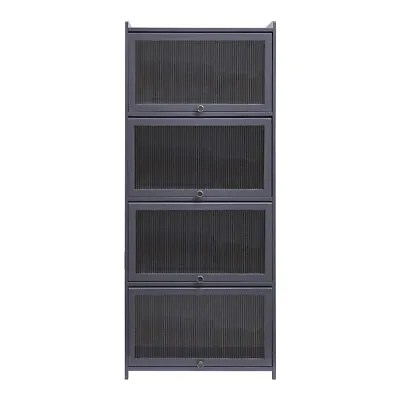 £72.95 • Buy Grey Pantry Cabinet Acrylic Doors Bookshelf Collectibles Display 4 Tiers Storage