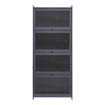 £72.95 • Buy Grey Pantry Cabinet Acrylic Doors Bookshelf Collectibles Display 4 Tiers Storage