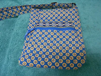 Vera Bradley Hipster Crossbody Zip Top Riviera Blue And Yellow Excellent • $14.99