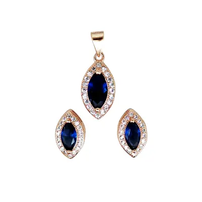 4.38 Gm CZ 925 Sterling Silver Gorgeous Matching Exclusive Pendant & Earring Set • $36.54