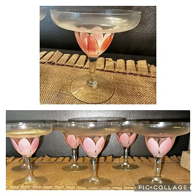 Vintage Hand Painted Margarita Shrimp Cocktail Oyster Glasses Lot Of 6 • $60