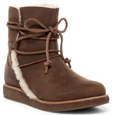 Ugg Australia Luisa Brown Leather Winter Snow Ankle Boot Womens Size 5.5 • $57.99