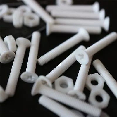 £14.69 • Buy 20x White Countersunk Plastic Nuts & Bolts, Washers, M3 X 20mm, Anti-Corrosion