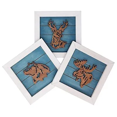 AWISZZZ Rustic Cabin Bathroom Wall Decor Sign Wood Deer Elk Bear Decor For Ho... • $18.04
