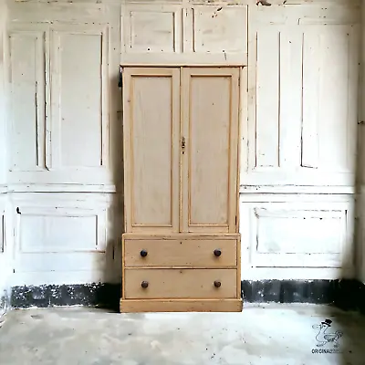 Victorian Antique Stripped Pine Housekeepers Cupboard English Linen Press C1850 • £1395