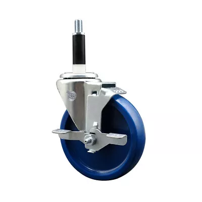 5 Inch Solid Poly Swivel 7/8 Inch Expanding Stem Caster With Brake SCC • $61.33