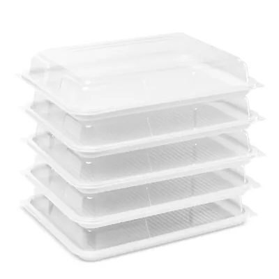 £18.89 • Buy 10X Small Plastic Clear Sandwich Trays + Lids Party Platters For Buffet Catering