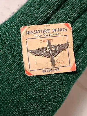 NOS Sterling Silver US Military Miniature Cadet Pilot Wings Vintage New • $29.99