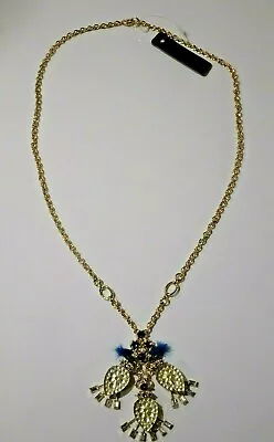 J.Crew Women's Blue Yellow Stone Fringe Bead Fan Pendant Necklace NWT 69.50 • $10.75