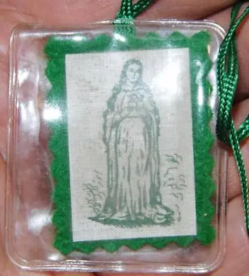 Vintage Irish Catholic Green Scapulars Immaculate Heart Of Mary Felt Votive Pray • $15