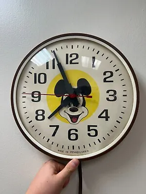 Vintage Mickey Mouse Wall Clock Disney Made In USA • $79.99