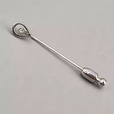 Diamond Stick Pin Vtg Teardrop Sterling Silver Jewelry Mini Hat Pin 1 5/8  • $25