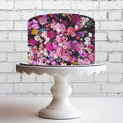 Pink Roses Pattern Edible Wrap Icing Sheet Around Cake Topper 11 X7.5  • £5.99