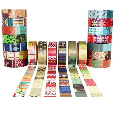 6x Rolls 10m Washi Sticky Tape Decorative Art Craft Geometric Patterns Designs • £3.99