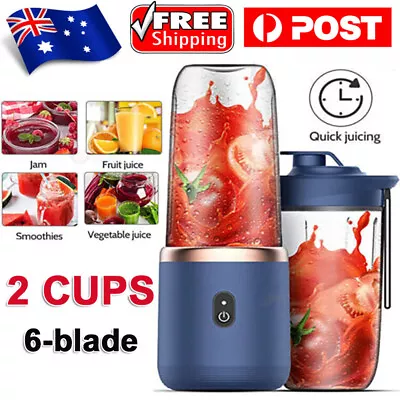 Electric Juicer Fruit Blender Portable Smoothie Maker Rechargeable With 2 Cups • $18.70