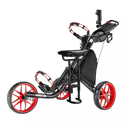 CaddyTek CaddyLite EZ-Fold Pro 3 Wheel Golf Buggy /Push Cart Red +Removable Seat • $279