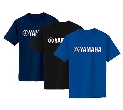 Classic White YAMAHA Logo Motorcycle T-shirt Motocross Racing Blue Black Or Navy • $17.95