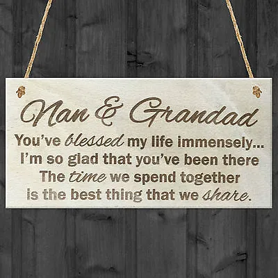 £3.99 • Buy Nan And Grandad Time That We Share Wooden Hanging Plaque Grandparents Gift Sign