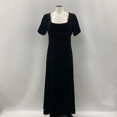Caroline Charles Dress Women's UK Size 14 Black Long Length RH35 • £8.49