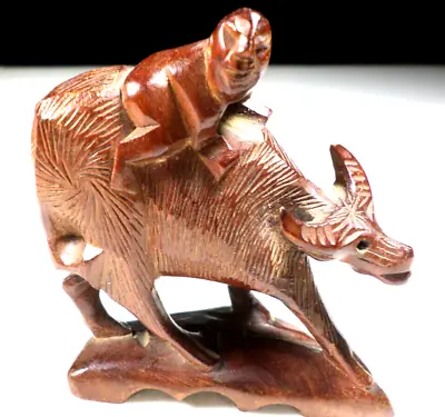 Vintage Water Buffalo Wood Carving Figurine ~ • $4.95